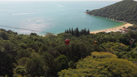 view of the beach from the top of the cable car in praia das laranjeiras - balneário camboriú. brazil