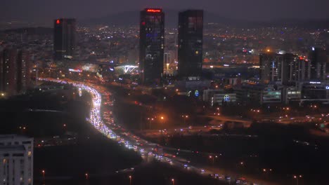 night city traffic aerial view