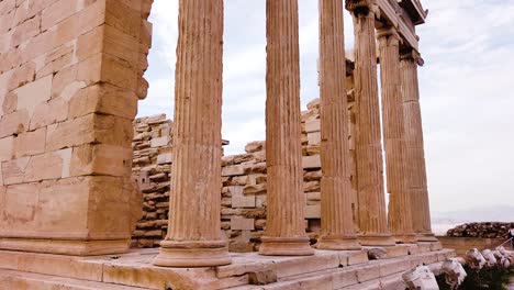 ancient greek temple ruins of erechtheion at the acropolis in athens, greece