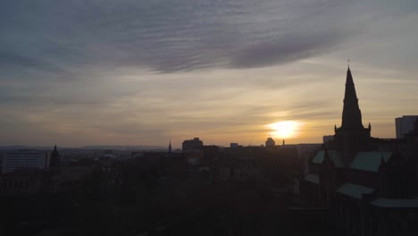 beautiful 4k shot of sunset in glasgow from a hill
