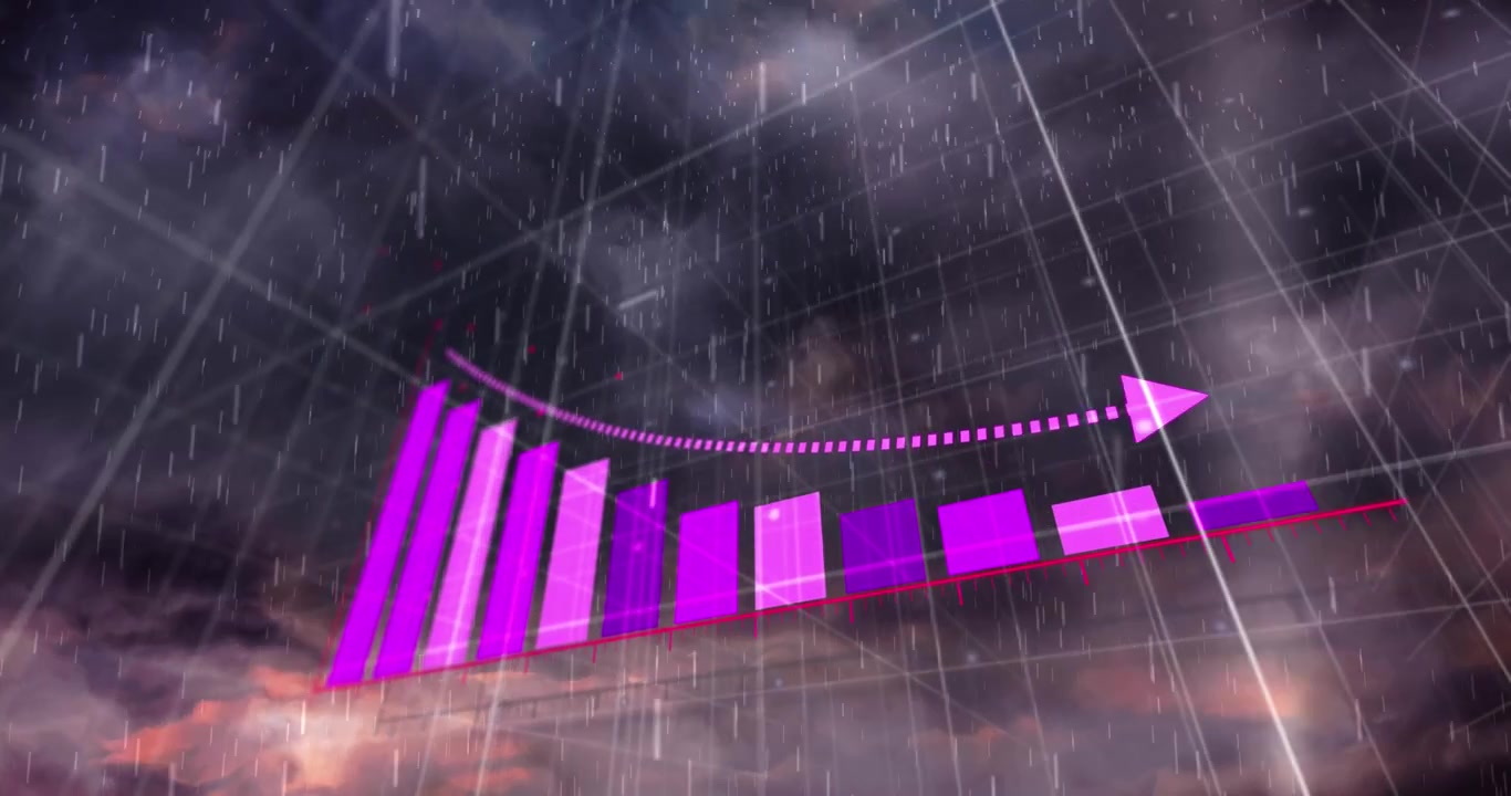Animation of financial data processing over green background