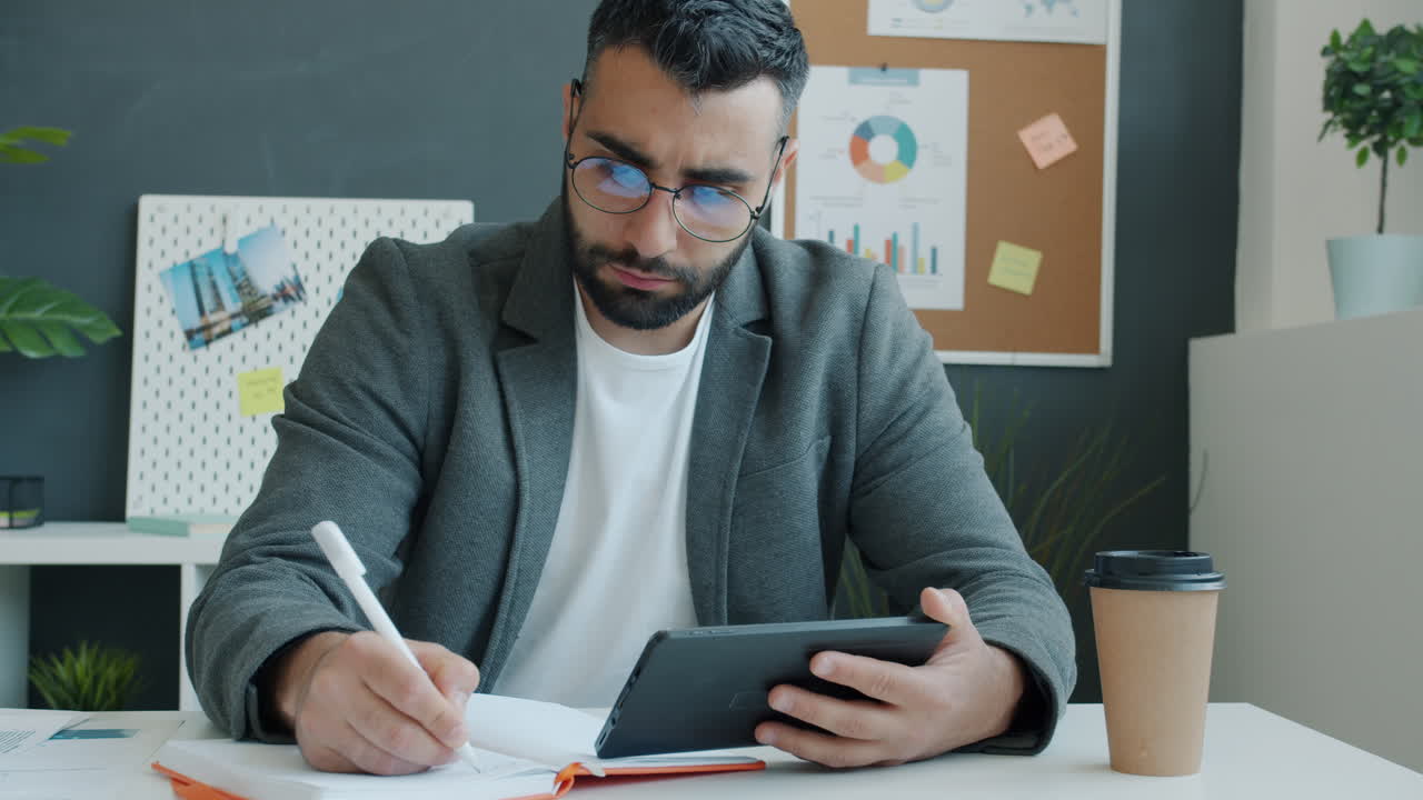 Businessman working at his office