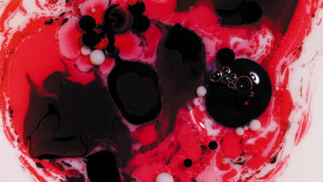 mezcla de pinturas acrílicas de color rojo y crema, fondo de arte fluido abstracto con el esquema de colores del día de san valentín