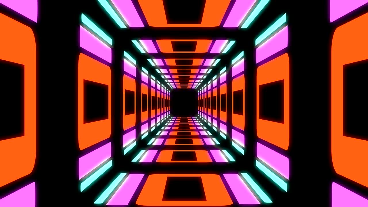 fondo de túnel de punto de fuga de neón abstracto bucle sin costuras multicolor