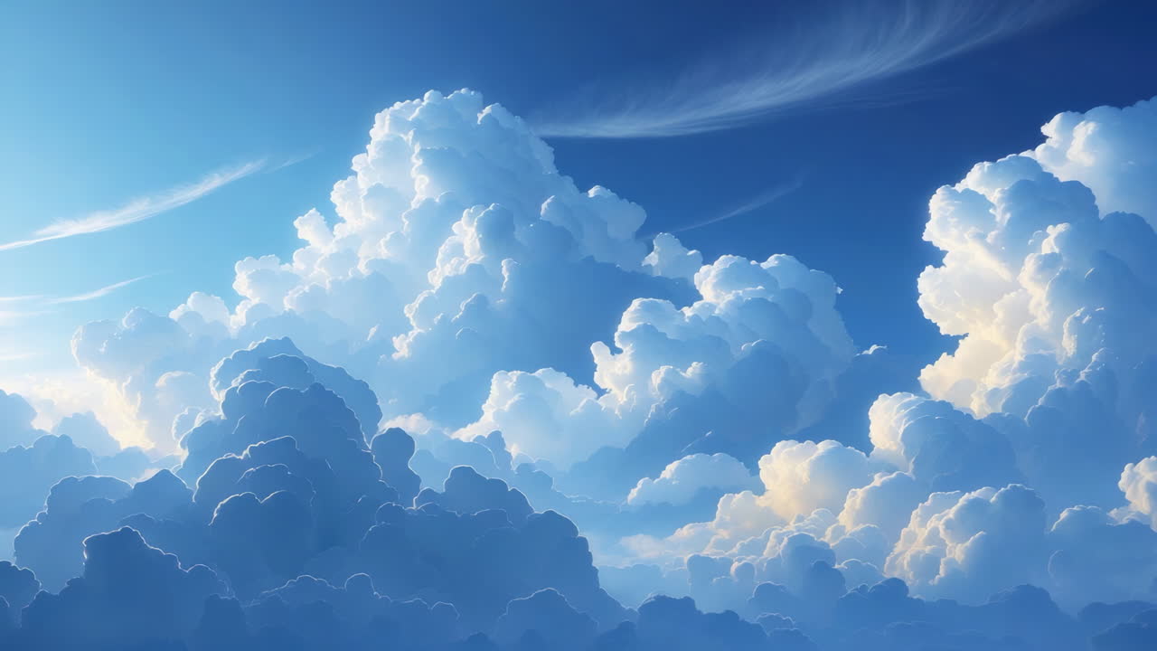 푸른 하늘과 색 구름