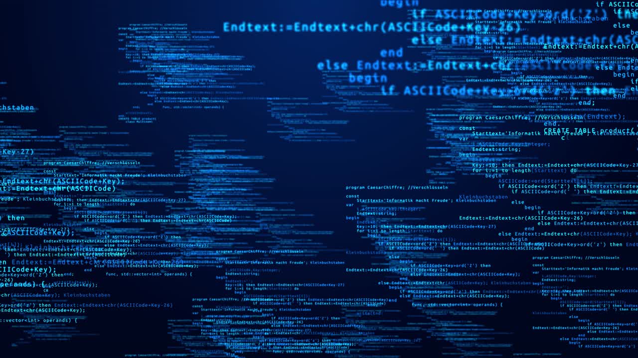 4k programming code running over computer screen terminal hacking animation software source code to