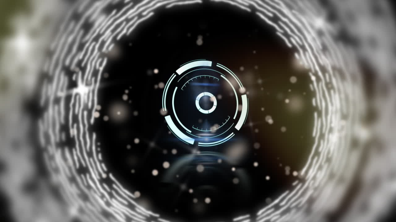 animación de spceks sobre el escaneo de alcance en fondo negro