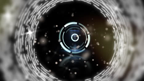 animación de spceks sobre el escaneo de alcance en fondo negro