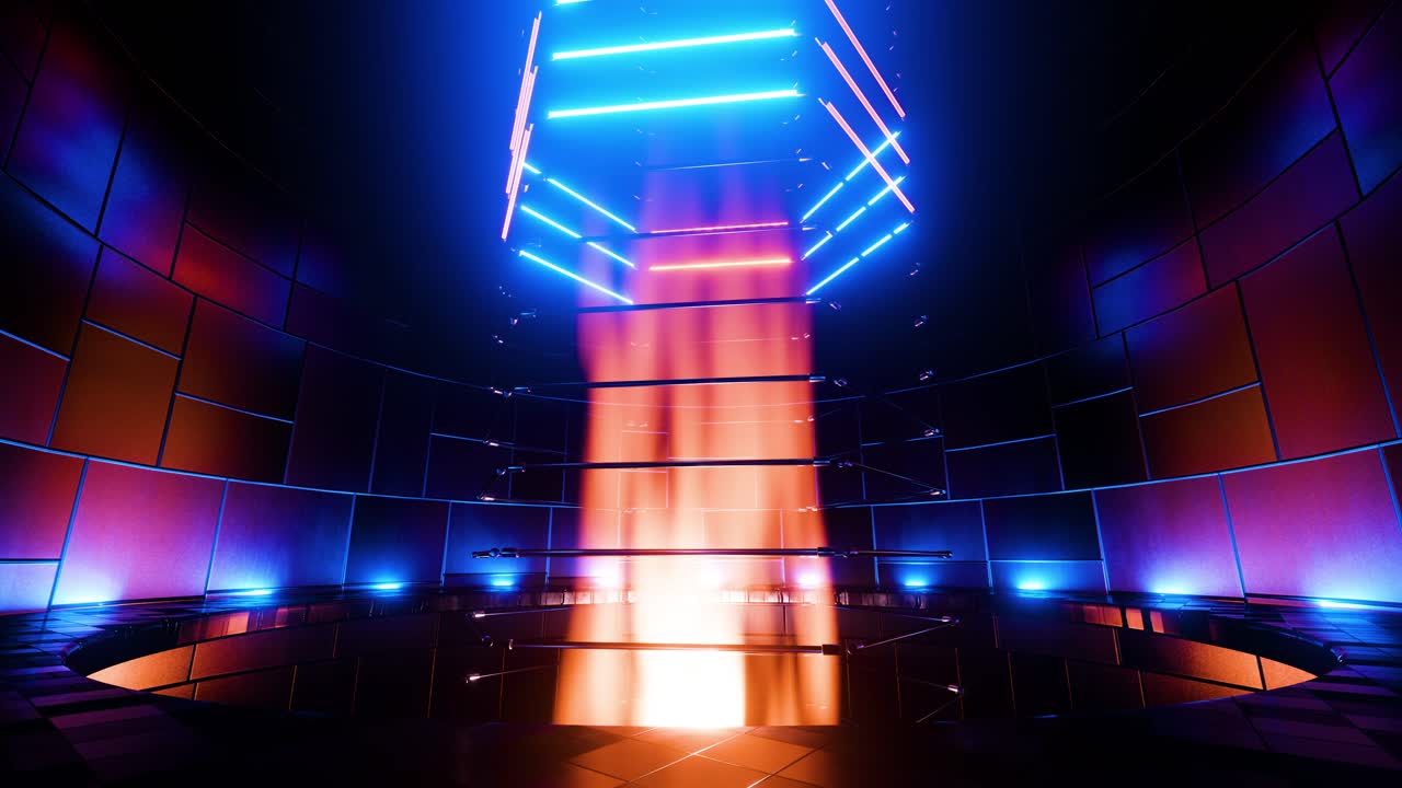 네온 빛나는 기하학적 터널