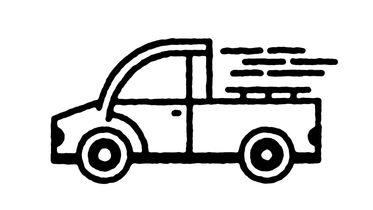 트럭 하울 스케치 라인 아이콘 애니메이션