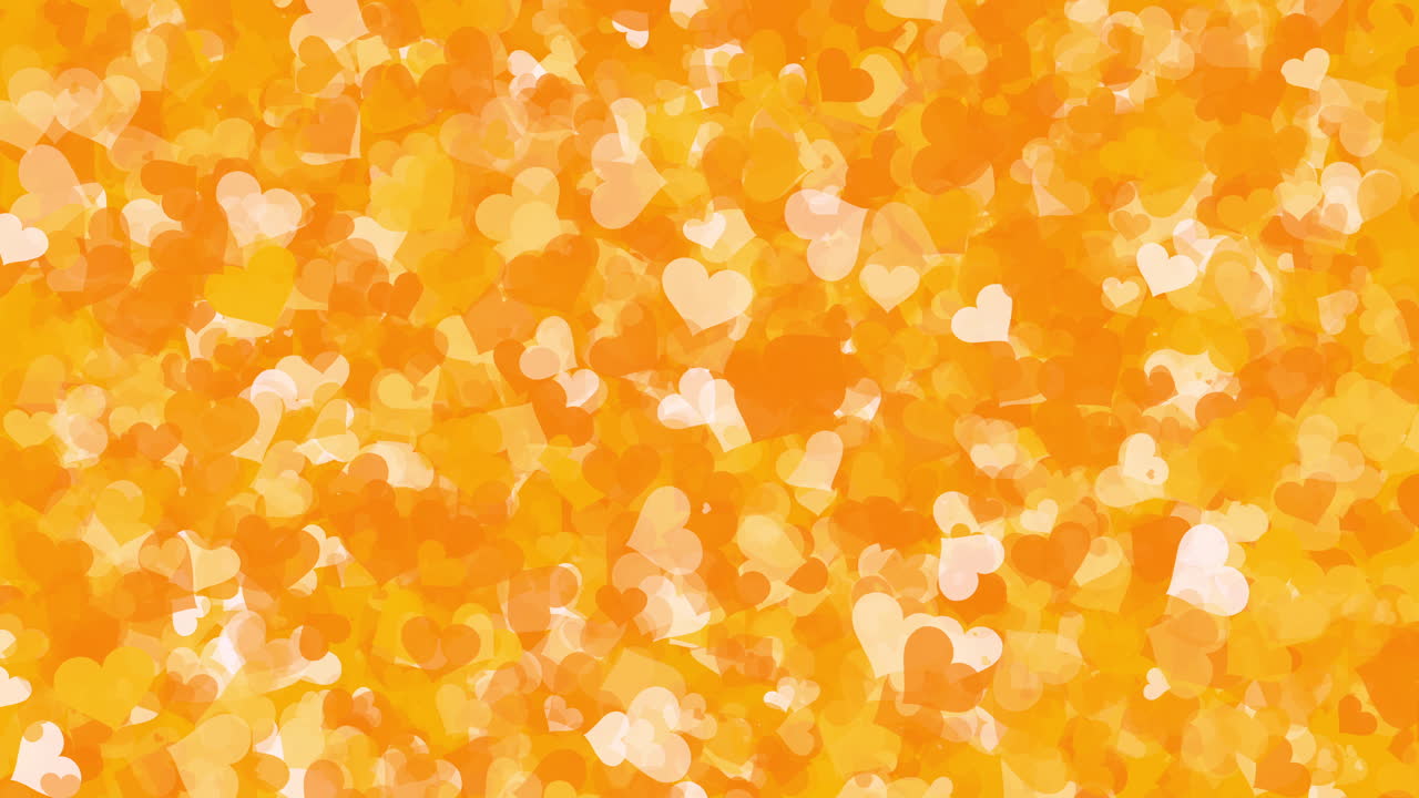 Loop animation abstract pattern with heart on yellow background. Copy space.