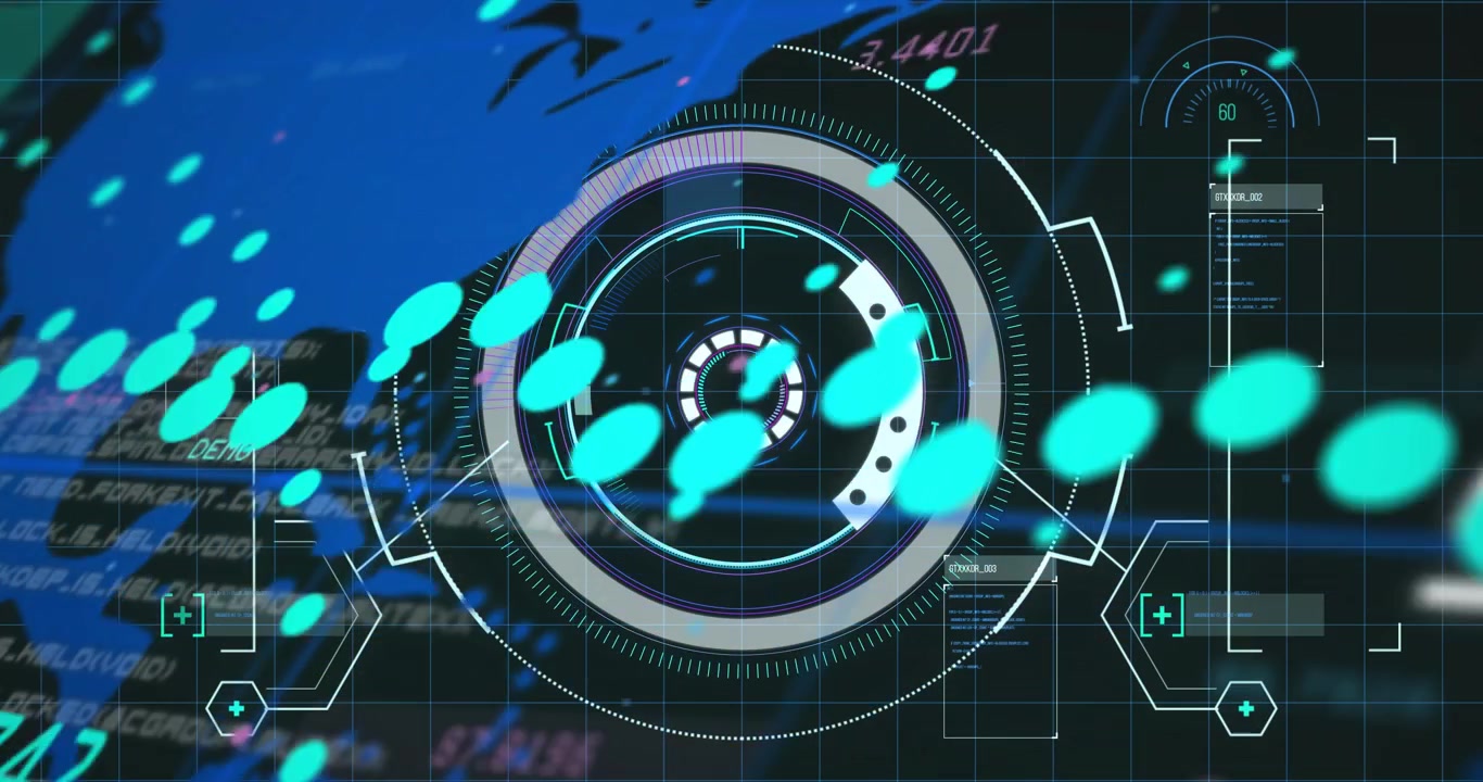 Digital World Map with Futuristic Data HUD Interface