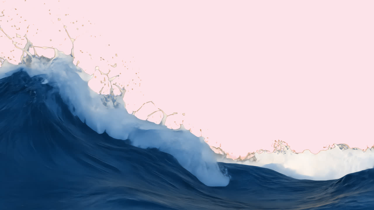 Dynamic ocean wave splash animated overlay, transparent 4K video, alpha channel, ProRes 4444