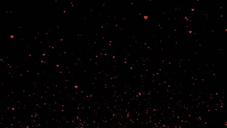 corazones rojos volando en el fondo negro. fondo de movimiento del día de san valentín. 4k