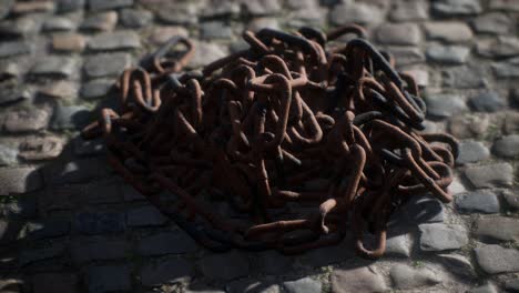 vintage rusty hand-made iron chain