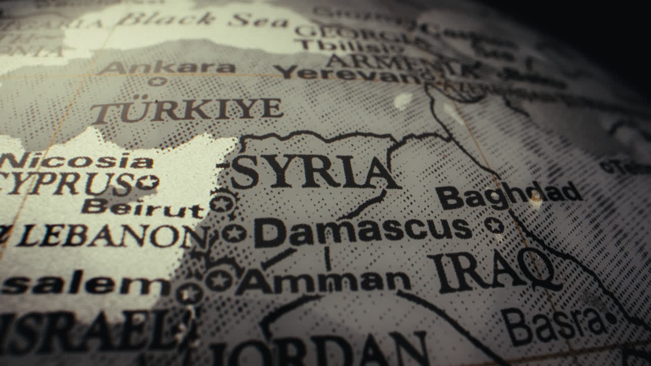 Close-up of a World Globe Focusing on Middle Eastern Countries