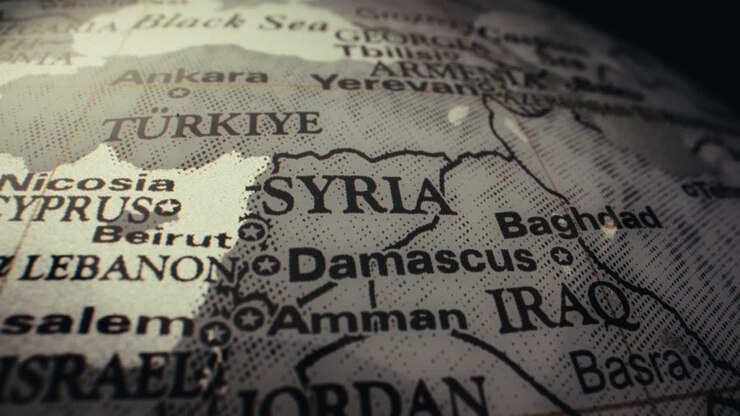 Close-up of a World Globe Focusing on Middle Eastern Countries