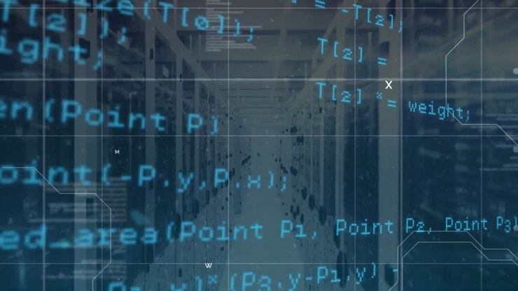 Animation of data processing over server room