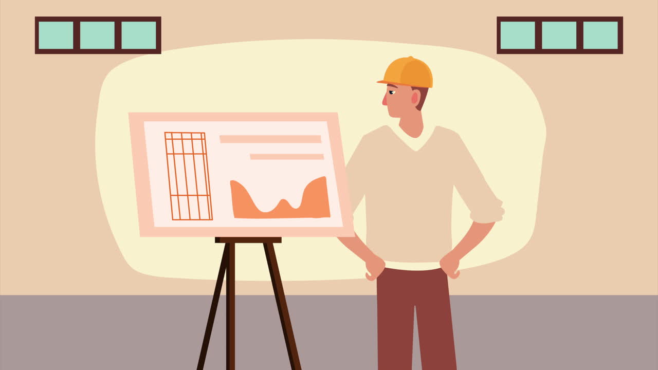 arquitecto profesional con un plan en cartón