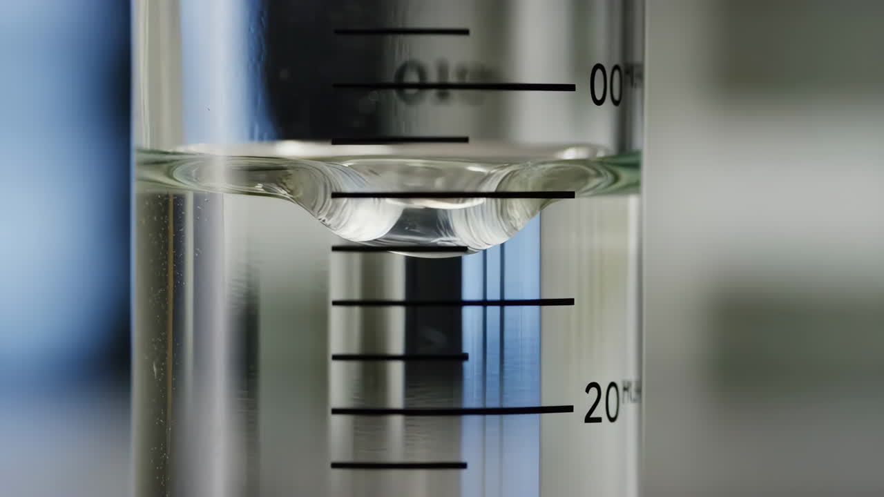 Close-up of a Meniscus in a Graduated Cylinder
