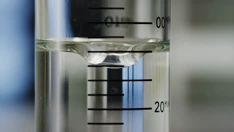 close-up of a meniscus in a graduated cylinder