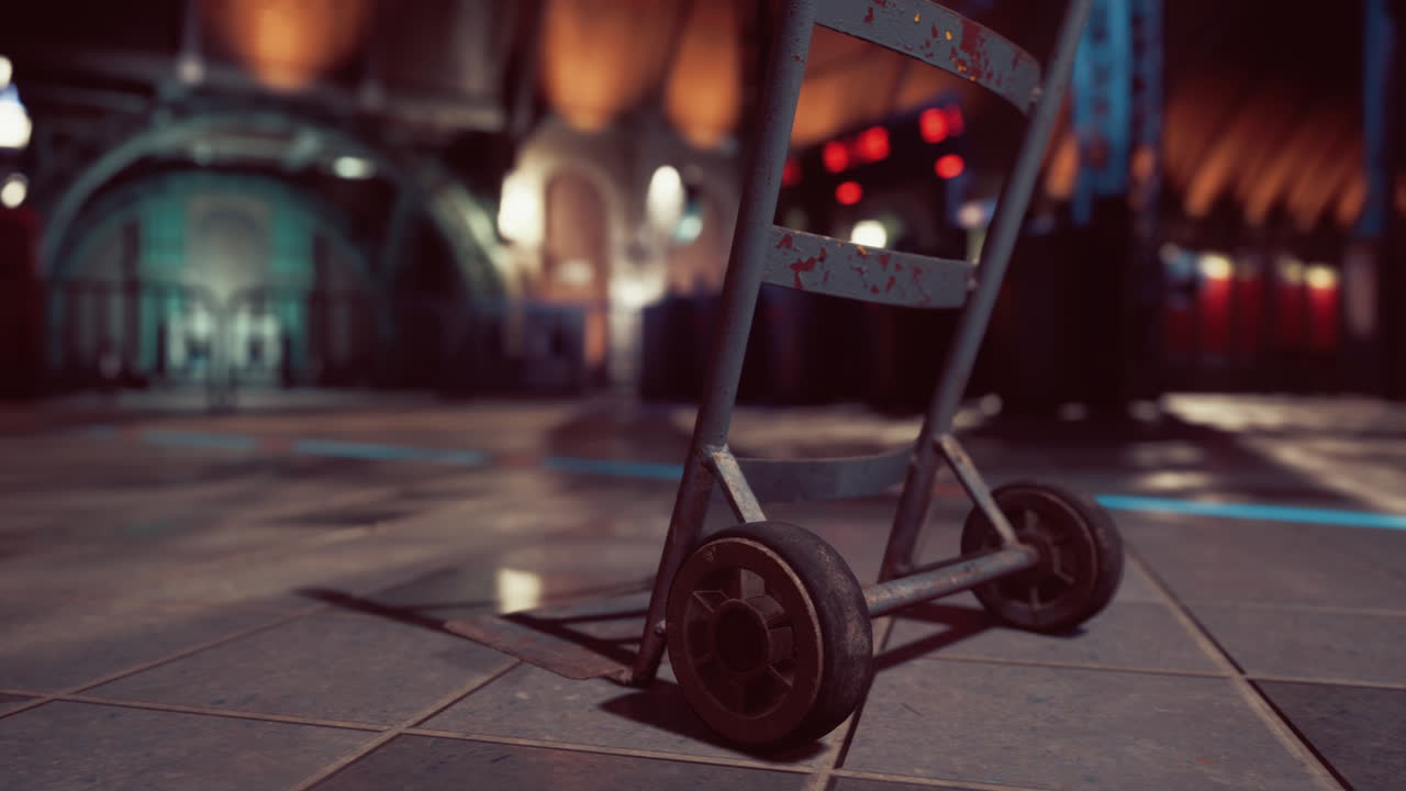 un camión de mano oxidado en un entorno industrial