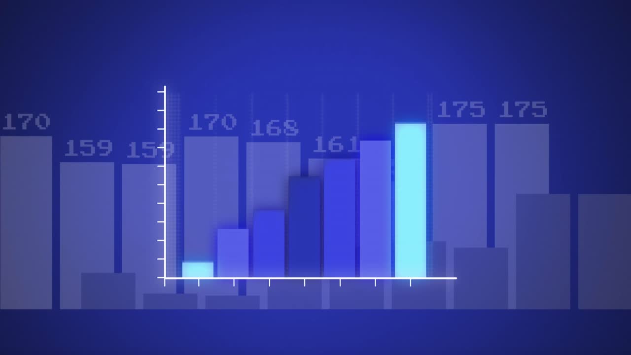 animación del procesamiento de datos sobre fondo azul