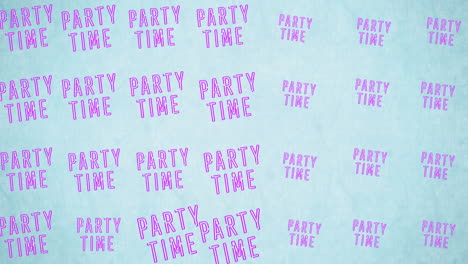 animación de textos de tiempo de fiesta sobre un fondo azul claro