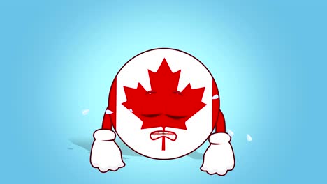 icono de dibujos animados bandera de canada con animación de la cara llorar con alfa mate