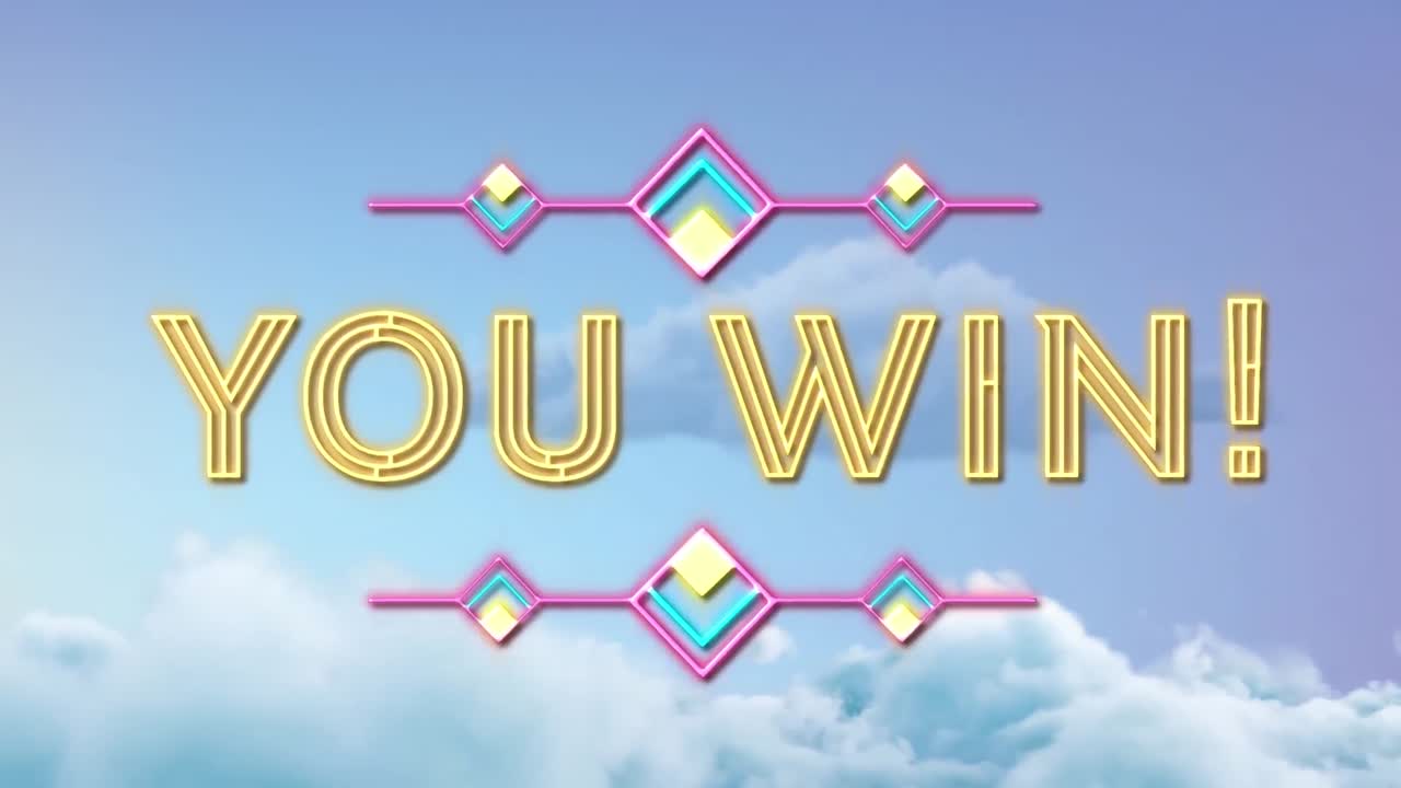 анимация о том, как ты выигрываешь текст над небом с облаками