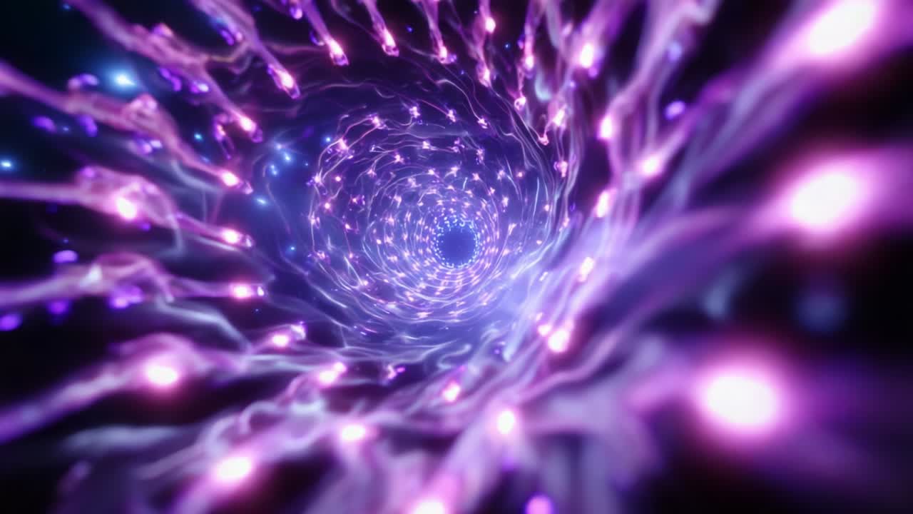 An Ethereal Journey Through a Vibrant Cosmic Tunnel, Pulsating with Light and Color, Capturing the Essence of Space's Mysterious and Beautiful Elements in a Hypnotic Visual Experience