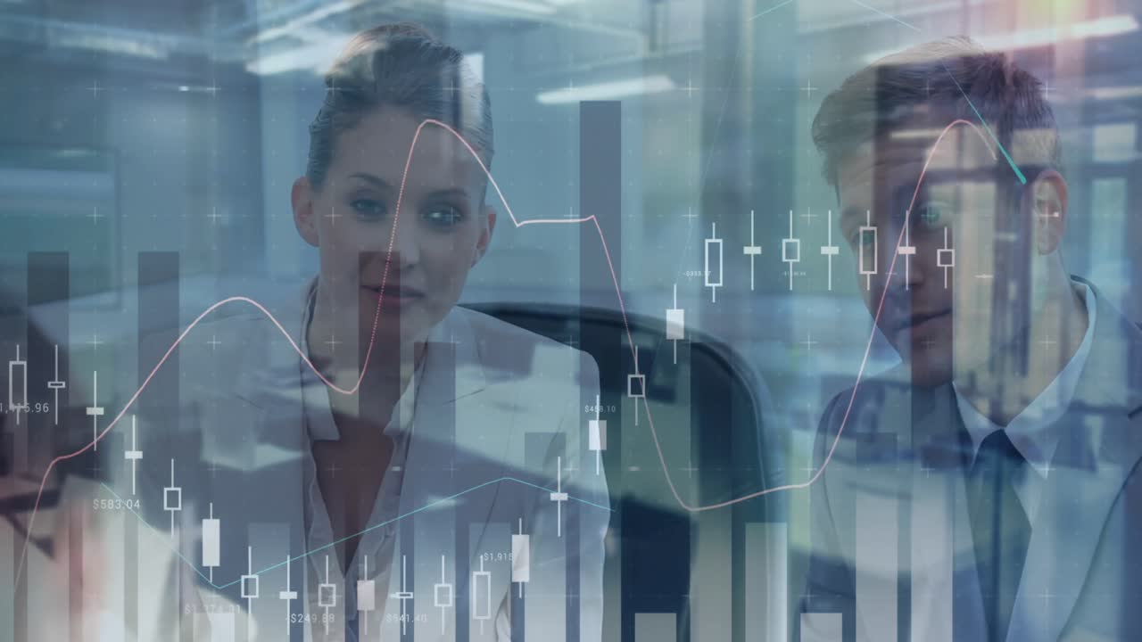 animación del procesamiento estadístico sobre las personas de negocios