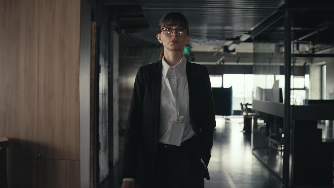 Businesswoman in Office Hallway