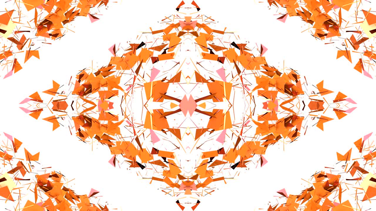 abstracto simple fondo 3d en color gradiente naranja, estilo low poly como fondo geométrico moderno o entorno matemático con efecto caleidoscópico. 4k uhd o fullhd bucle sin costuras.v4