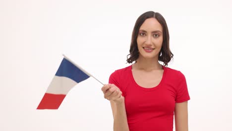 Woman waving a flag