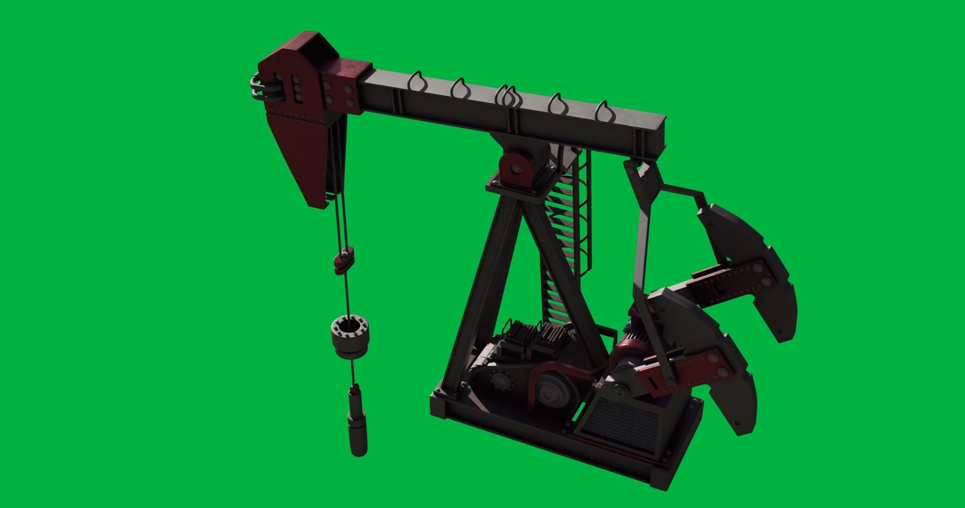 Animation of oil pump working over transparent background