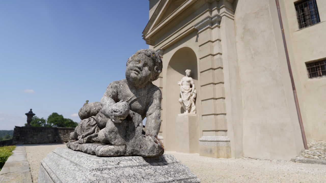 Stone Sculpture in a European Garden
