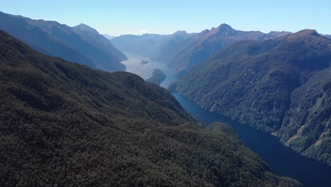 Beautiful-aerial-high-rise-scenic-shot-of-New-Zealand-fjord