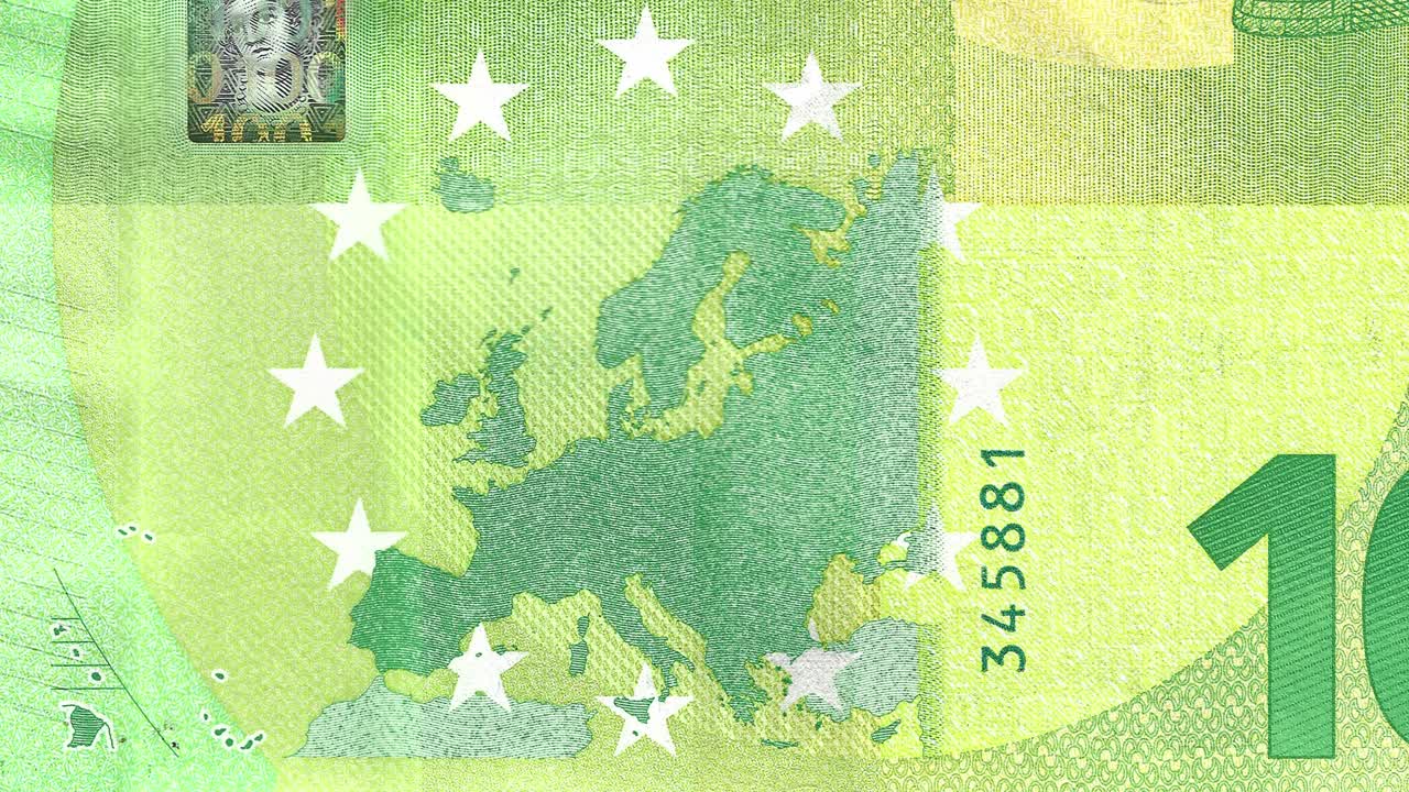 Close up, loopable, 100 euro bill animation.