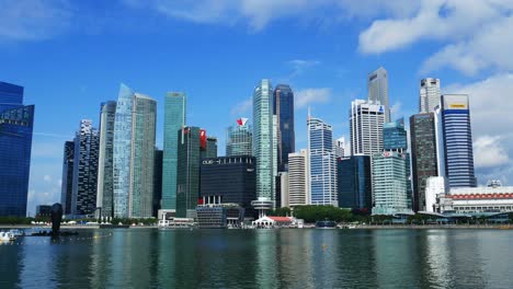 singapore skyline and view of skyscrapers on marina bay