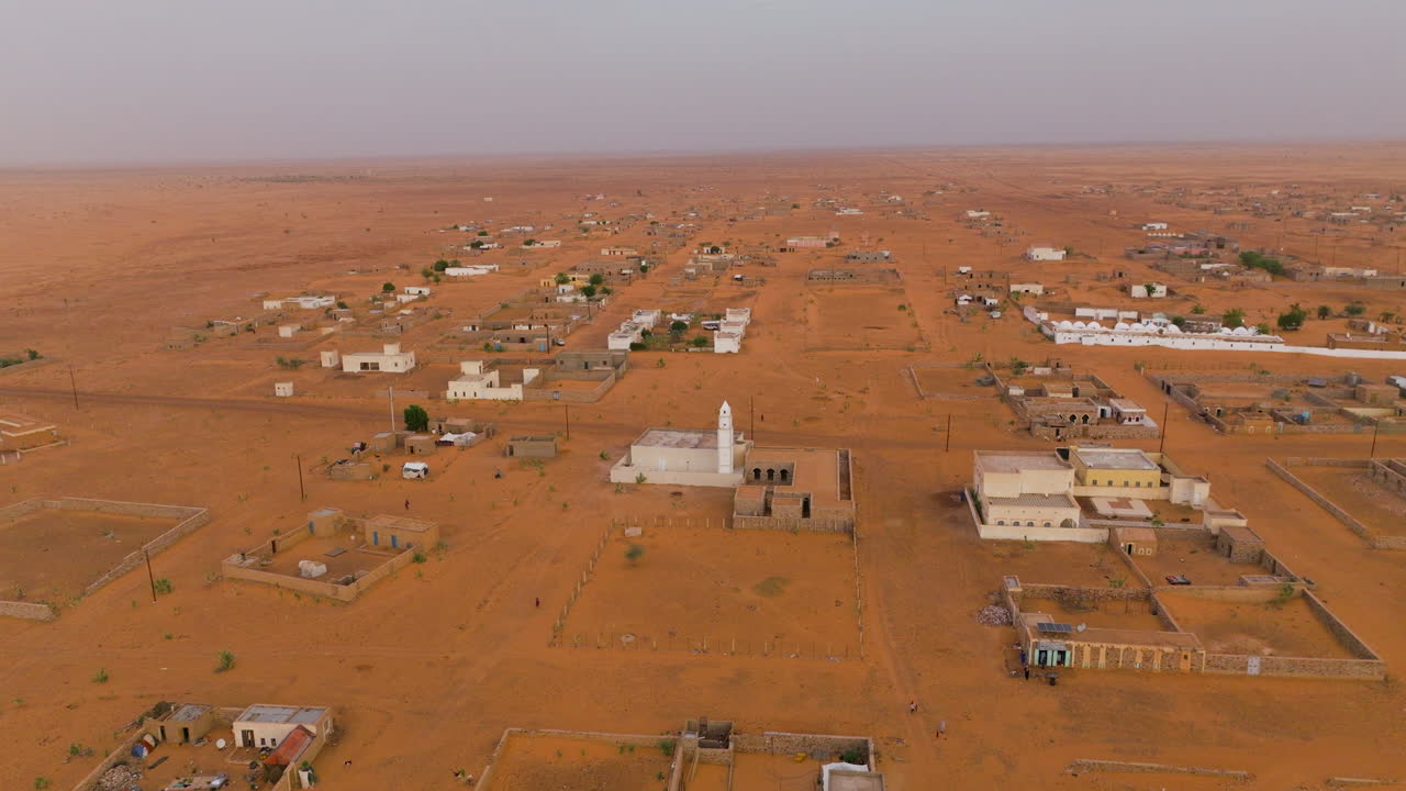 Aerial View of a Desert Village in Africa