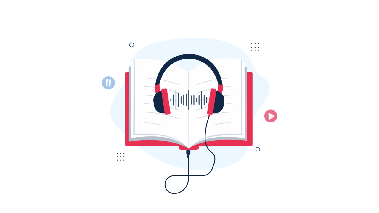 Illustrazione animata di un concetto di audiolibro