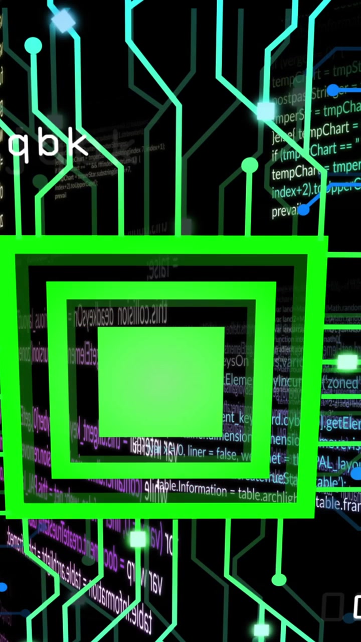 Animation of data processing on black background