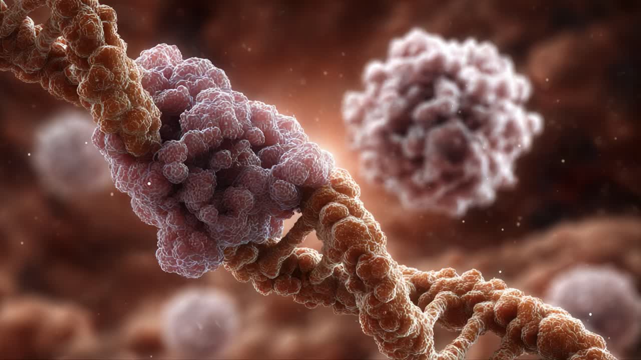 A Detailed Visualization of DNA Structure with Molecular Elements Illustrating the Intricacies of Genetic Composition and Cellular Activity