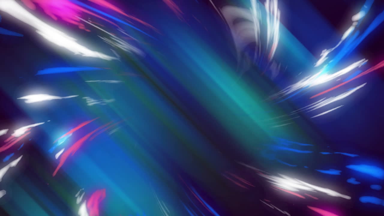 Animation of pink, purple and white shapes moving over moving blue background