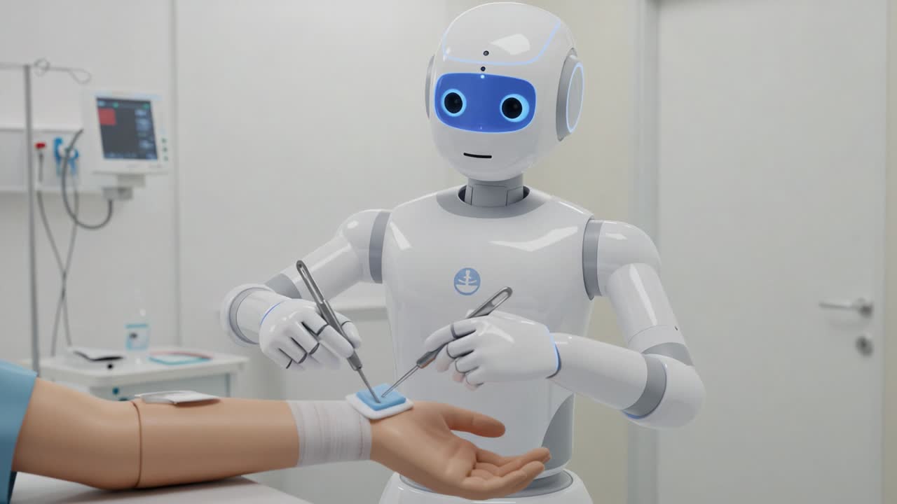 A Healing Robot Assisting in Medical Procedures with Precision, Showcasing Advanced Technology in Healthcare for Enhanced Patient Care and Surgical Innovation