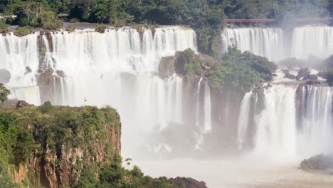 view of iguazu falls and part of san martin island wide shot time lapse