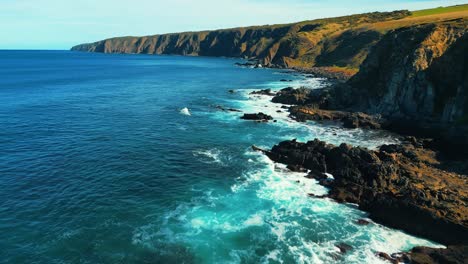 aerial view of seascape along the vast beach on the south coast during summer