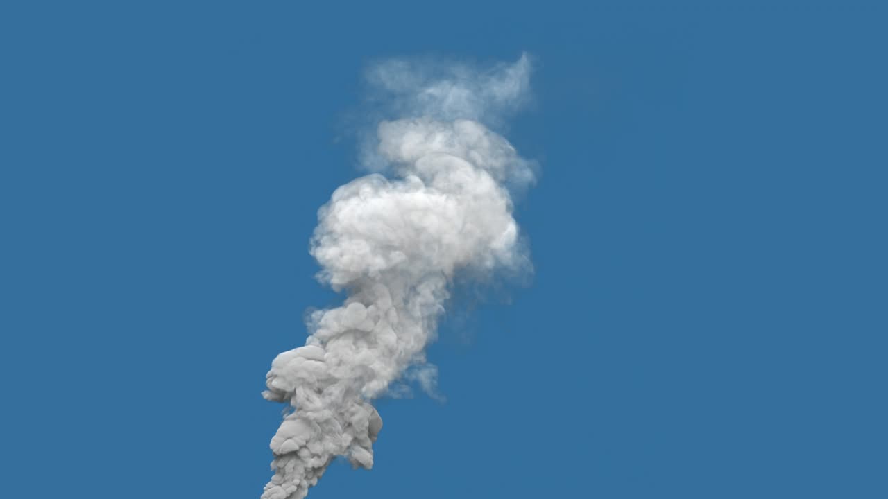contaminación gris contaminación masiva vapor o pilar de vapor en el cielo bg, aislado - video de bucle