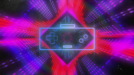 animación del controlador de videojuegos y el túnel de neón